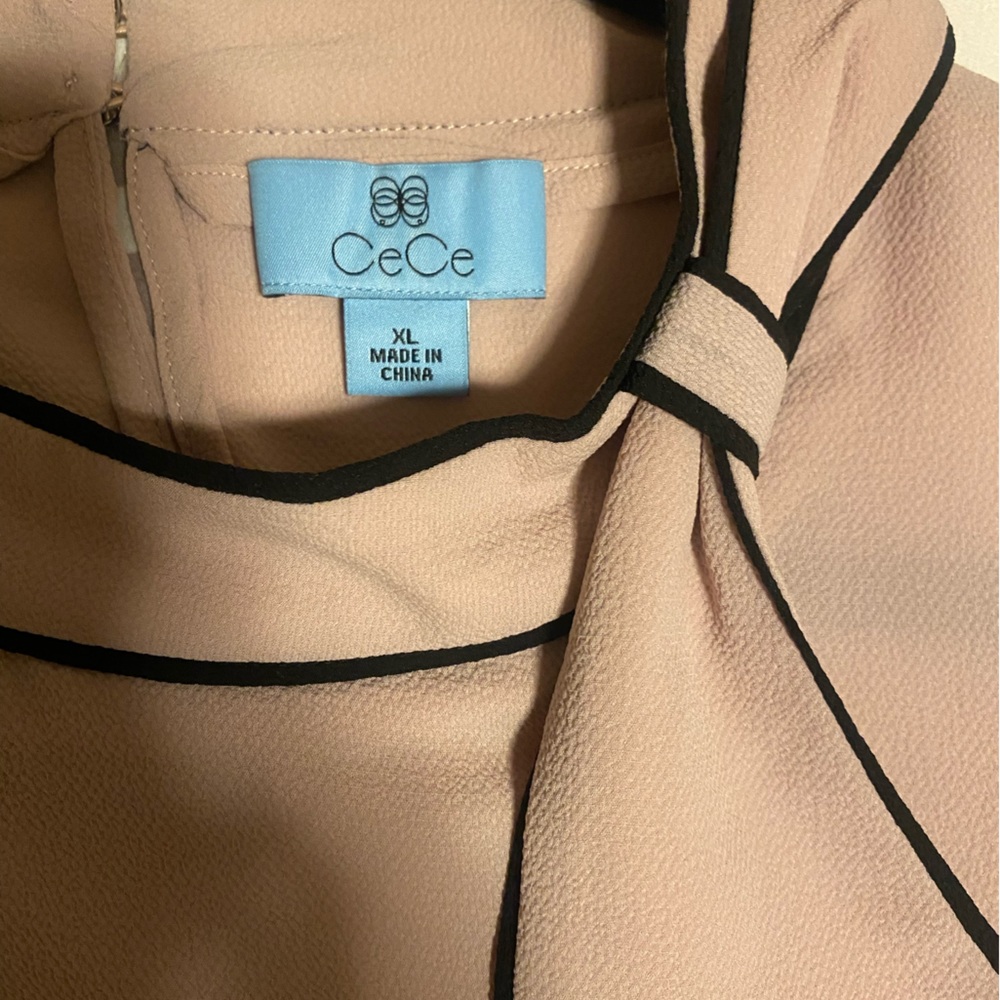 CeCe Women's Light Pink Blouse with Black Accents
